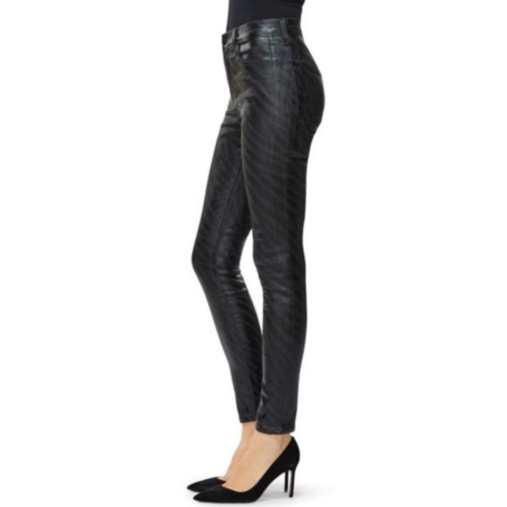 NWT J Brand black coated zebra high rise skinny jeans